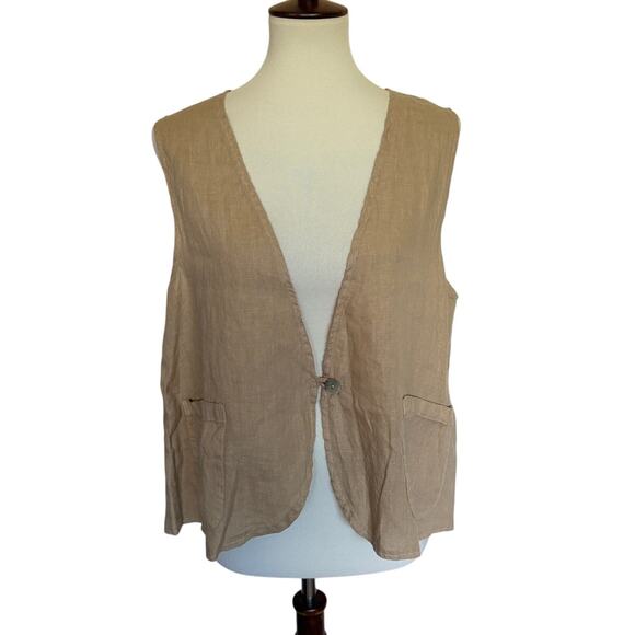 Cut Loose Hanky Linen One Button Vest - Picture 2 of 4